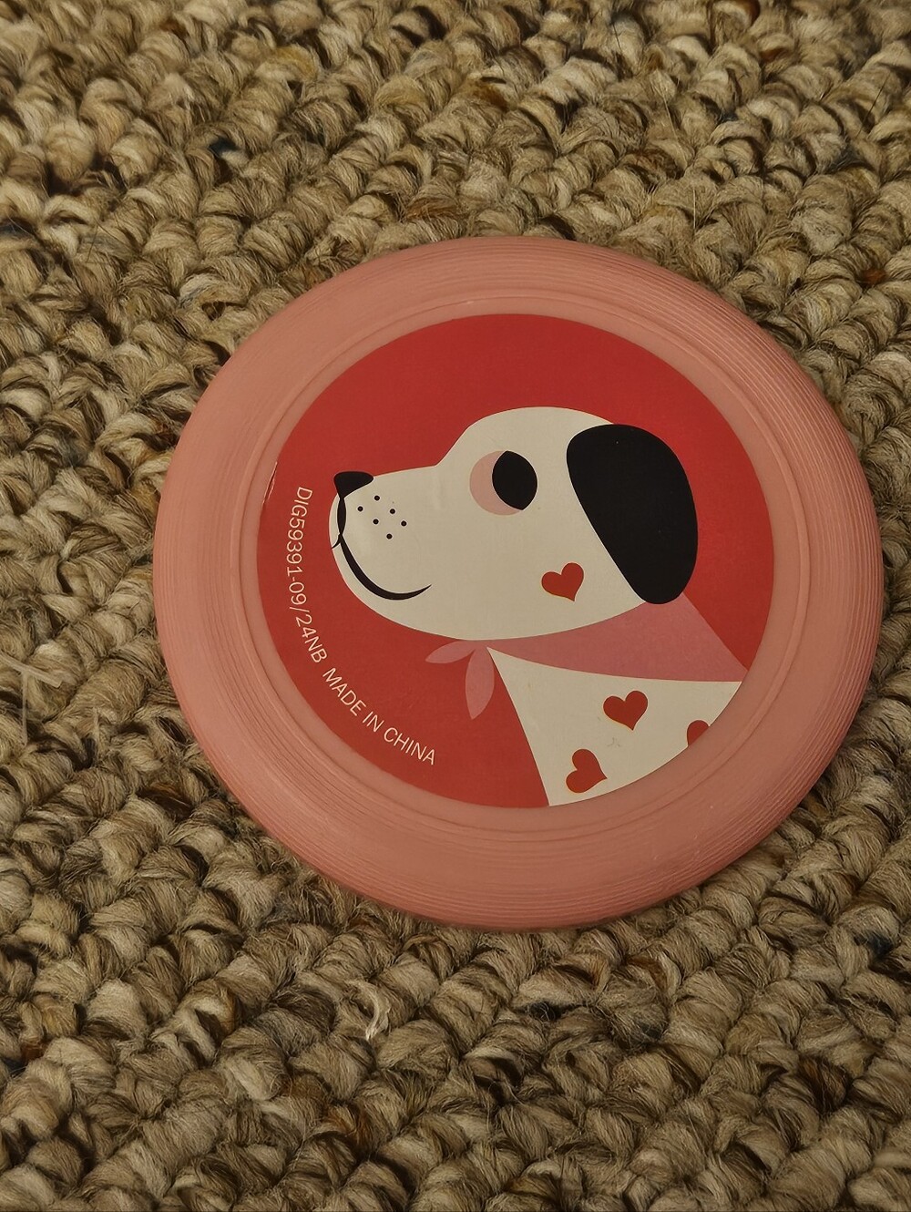 Valentine's Day Light Pink Dalmatian Dog Mini Plastic Frisbee